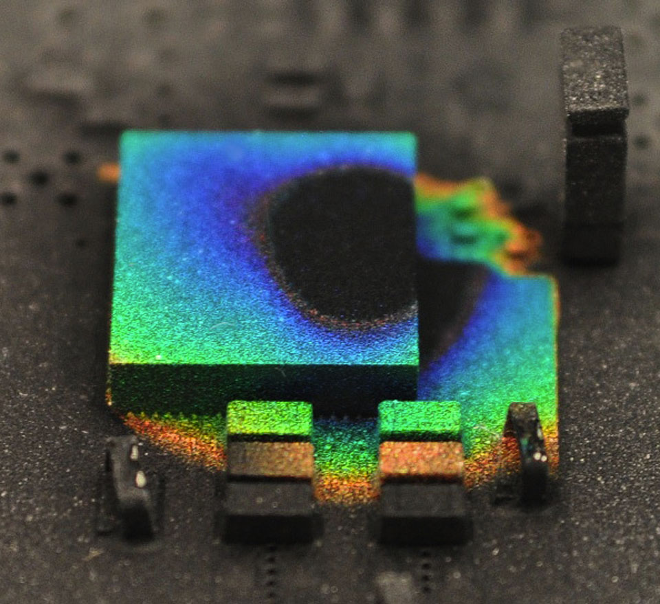 Surface Thermography Liquid Crystals Reveal Hot Spots in Electronic